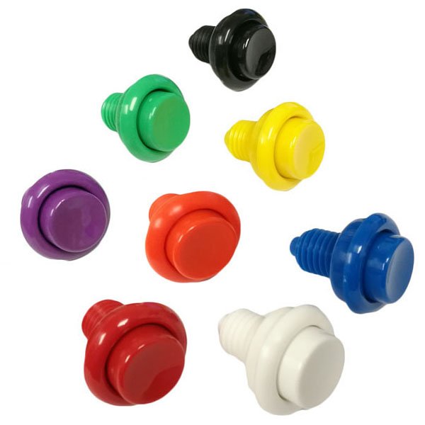 Pinball Machine Cabinet Flipper Buttons, Opaque, 1 1/8" Shaft with Spring, Set of 2