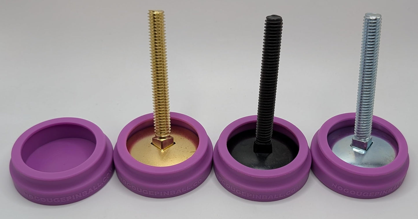 No Gouge Pinball New 100% Molded Silicone! Leg Leveler Caster Feet, Footies, Cups, Set of 4