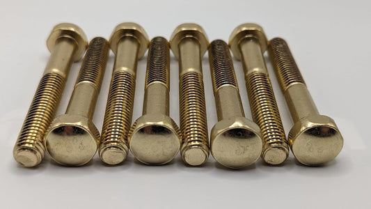 Extended Pinball Leg Bolt Set, 2 3/4 inch, Acorn Head, Brass/Gold Color