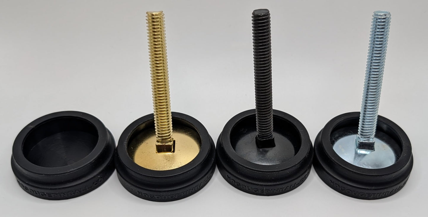 No Gouge Pinball New 100% Molded Silicone! Leg Leveler Caster Feet, Footies, Cups, Set of 4