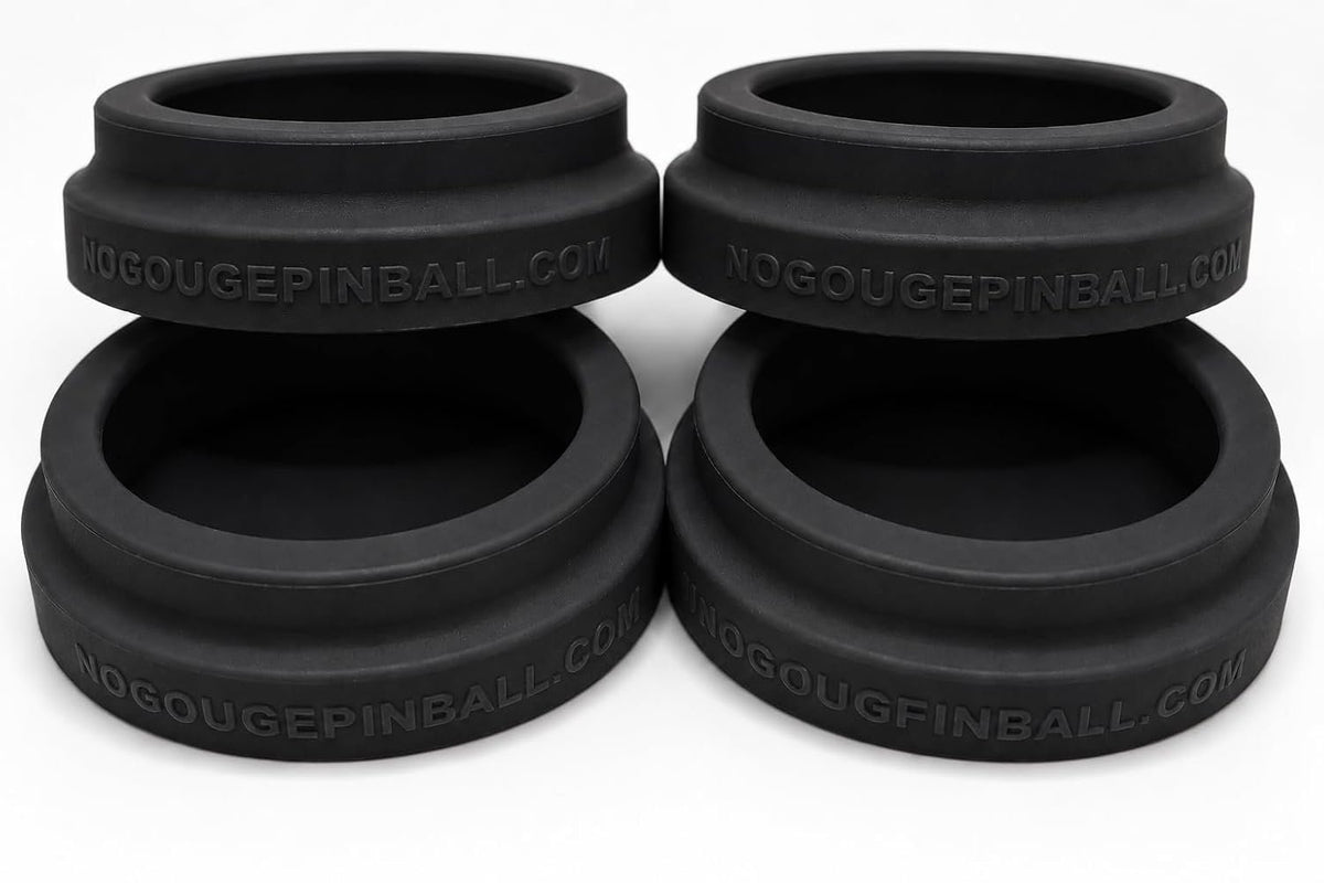 NEW Silicone! No Gouge Pinball Rubber Leg Leveler Caster Feet, Footies, Cups, Set of 4 (Black)